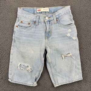 Levis 511 Slim Fit Distressed Denim Shorts Light Wash Size 10 Regular 25W